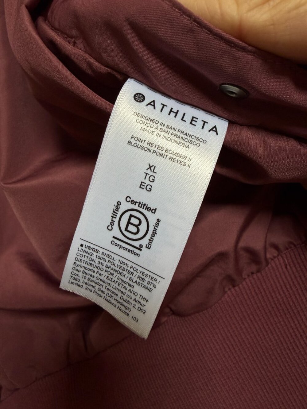 Athleta Point Reyes Bomber II Jacket size XL mulberry rose pink - Picture 3 of 6